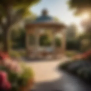 Serene Oasis: Round Gazebo Amidst Floral Beauty Round Gazebo with Floral Garden Surroundings
