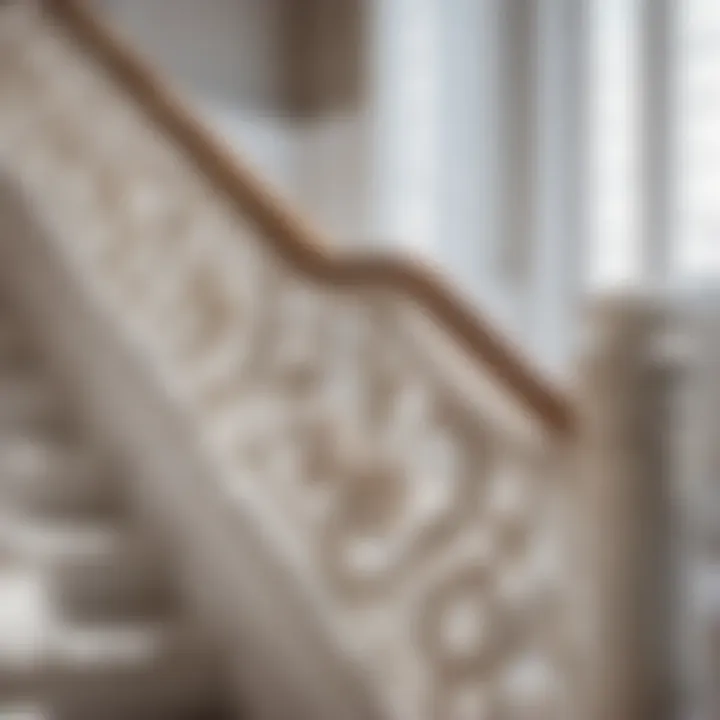 Ornate Floral-Inspired White Wooden Handrail