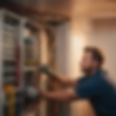 Illustration of an electrician working on home electrical wiring