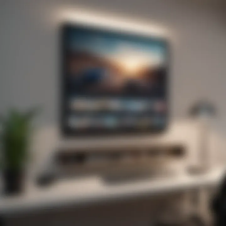 Workspace with functional wall mount unit for organization