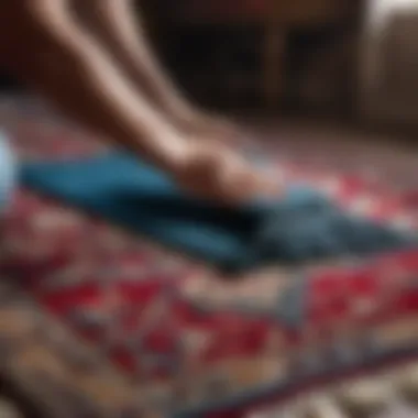 Turkish rug undergoing gentle cleansing process