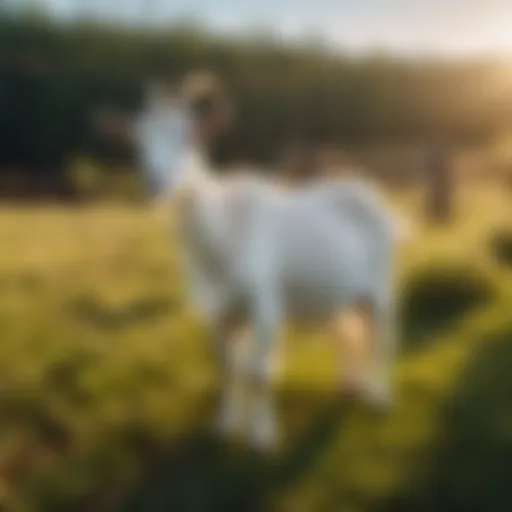 Goat grazing in a fenced pasture