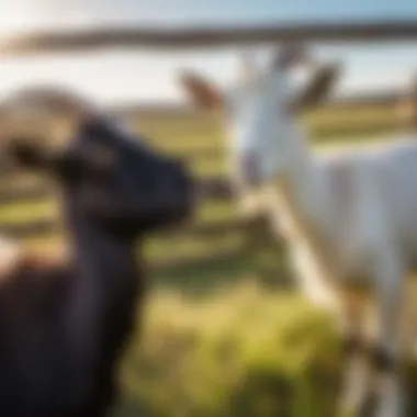 Goats exploring newly fenced area