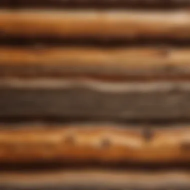 Close-up of handcrafted log cabin wall details