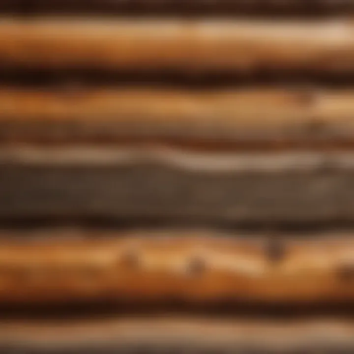 Close-up of handcrafted log cabin wall details