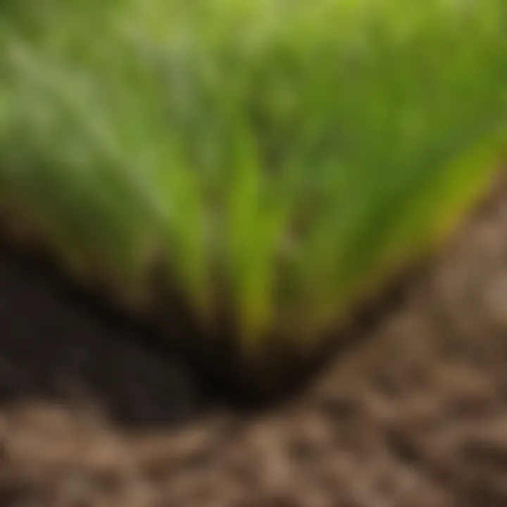 Healthy fescue grass roots in soil