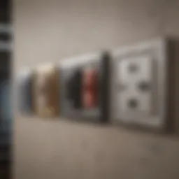 A variety of electrical switches displayed in a home setting.