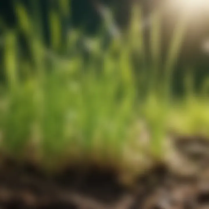 Close-up of grass roots absorbing nutrients