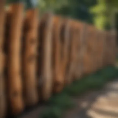 Artistic Boundary Definition Sculptural log fence design creating a captivating outdoor boundary