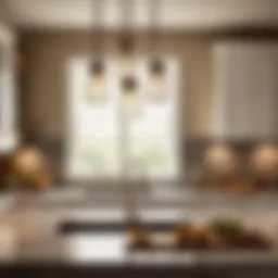 Elegant mason jar light fixture illuminating modern kitchen