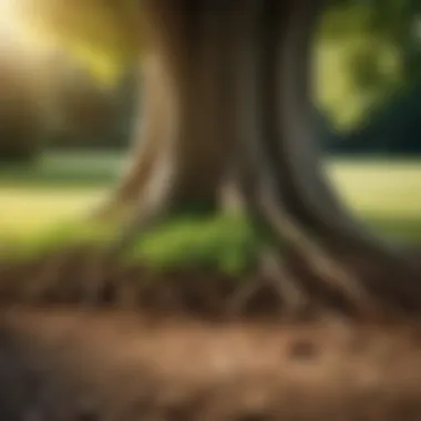 Protective Measures Against Tree Root Damage Illustration demonstrating innovative solutions to protect lawns from tree root damage