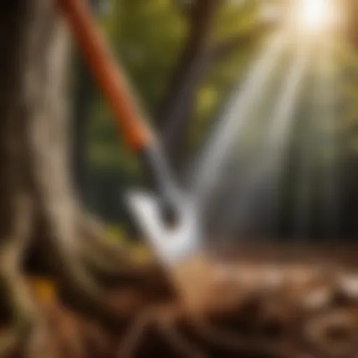 Innovative tree root cutting tool in action