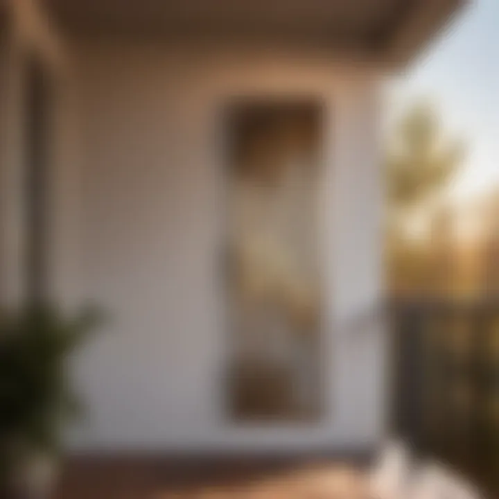 Minimalistic Metal Sculpture Adorning Porch Wall