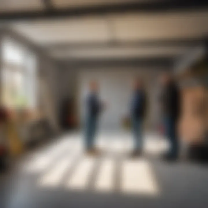 Inspectors examining garage conversion site