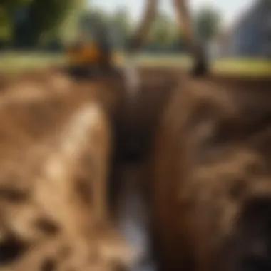 Trench Digging Process Illustration of trench digging for water line