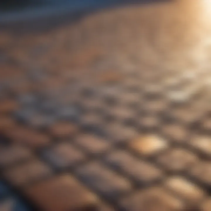 Close-up of intricate paver walkway design