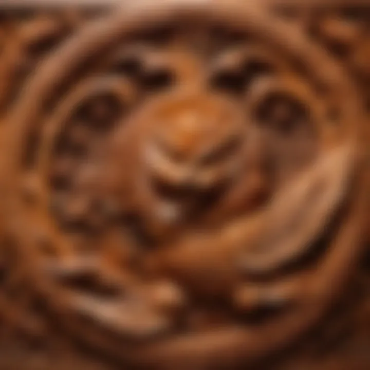 Intricate shoshugibon wood carving detail