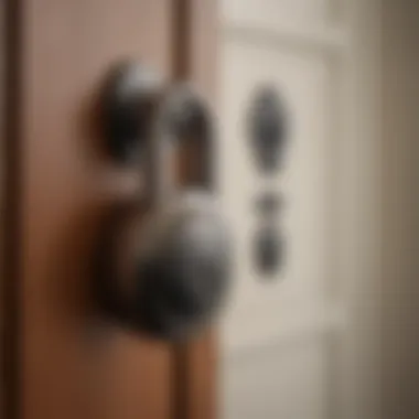 Keyless Entry Padlock in Residential Setting A residential setting showcasing a keyless entry padlock on a door