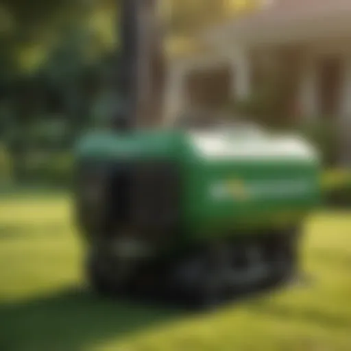 Aeration machine in action on a vibrant lawn