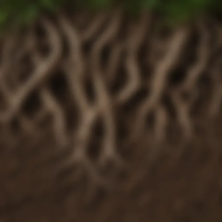 Healthy roots thriving in aerated soil