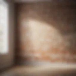 Brick wall with limewash application enhancing texture and depth