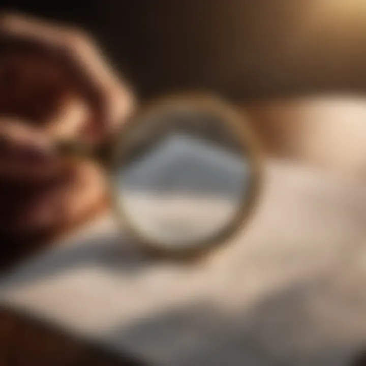 Magnifying glass focusing on real estate contract