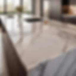 Elegant manufactured countertop with marble-like veining