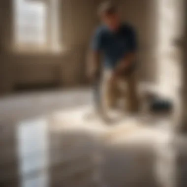 Marble floor sanding technique demonstration