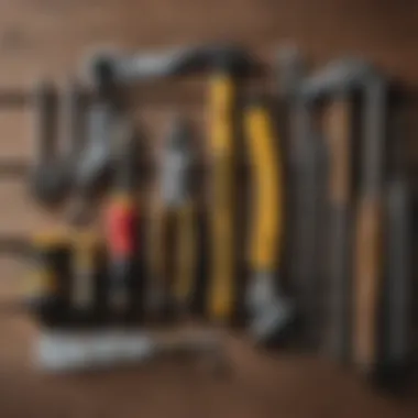 Professional siding installation tools arranged neatly