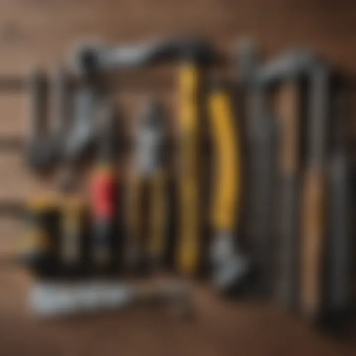 Professional siding installation tools arranged neatly