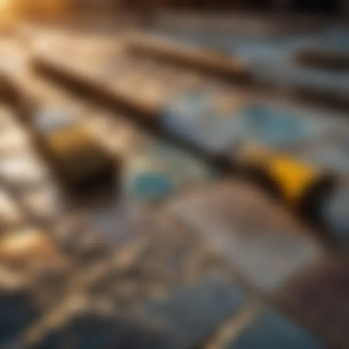 Artistic depiction of tile grouting tools
