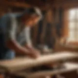 Craftsman using precise tools to measure wood