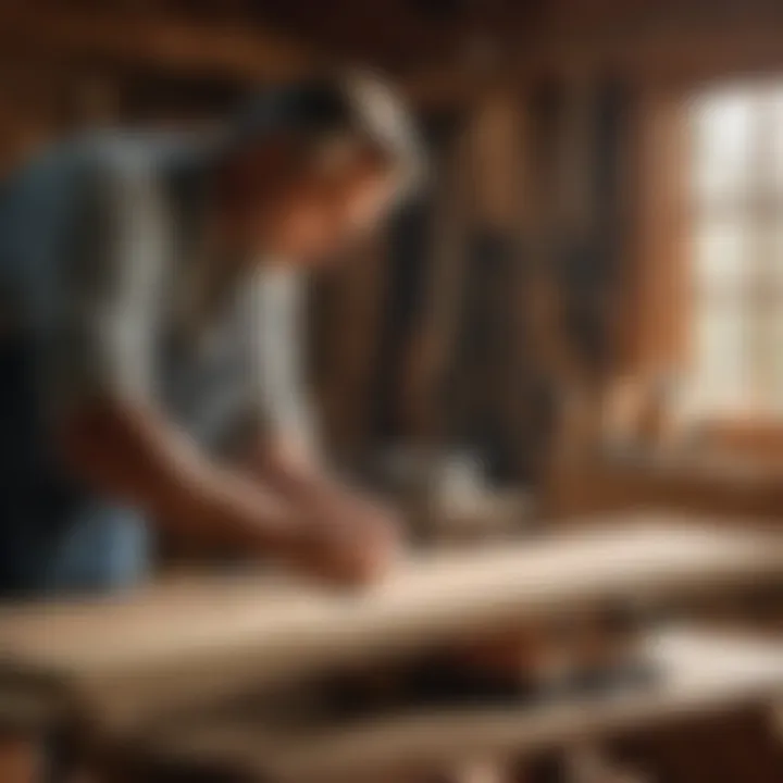 Craftsman using precise tools to measure wood