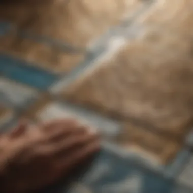 Precision Craftsmanship Close-up of precision cutting and fitting of tiles