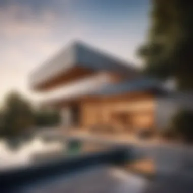 Architectural visualization of a modern structure built on a concrete slab