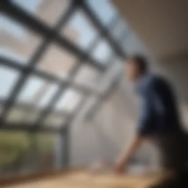 Precision Installation Process Skilled technician measuring skylight for blinds