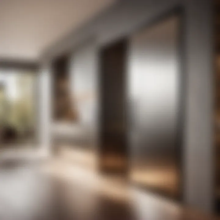 Minimalist kitchen back door showcasing sleek metal frame