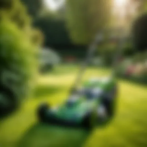Modern Battery-Powered Lawn Mower in Lush Green Garden