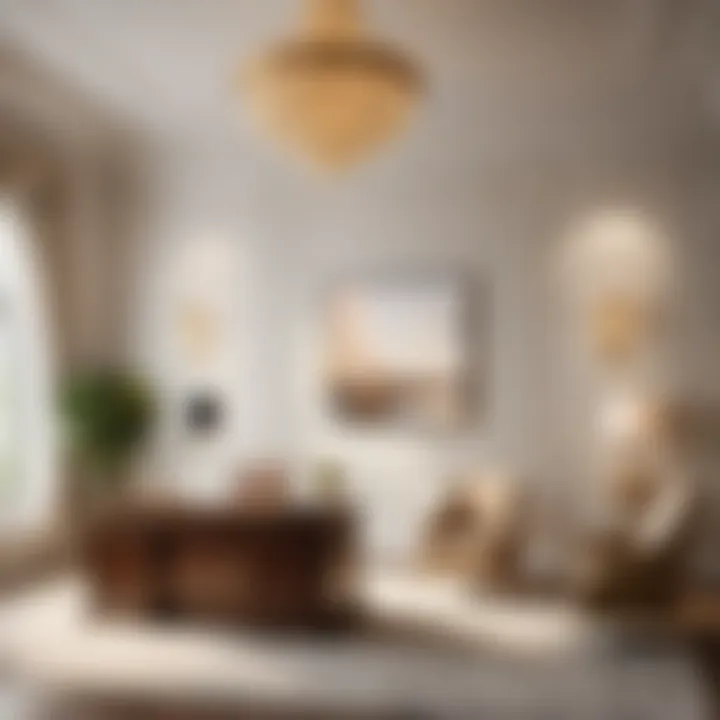 Modern interpretation of double crown moulding in a chic office space