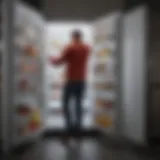 Preparing the refrigerator for relocation by securing doors and removing shelves