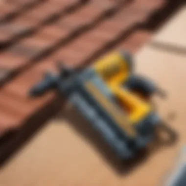 Advanced Roofing Nail Gun Application Roofing nail gun close up