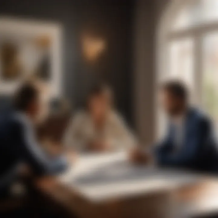 Negotiation table with buyer and seller discussing terms