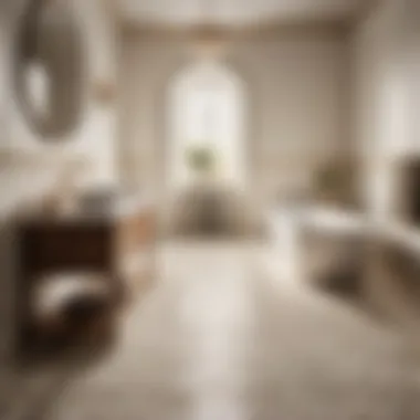 Sophisticated Patterned Elegance Stylish off-white patterned tiles in bathroom flooring