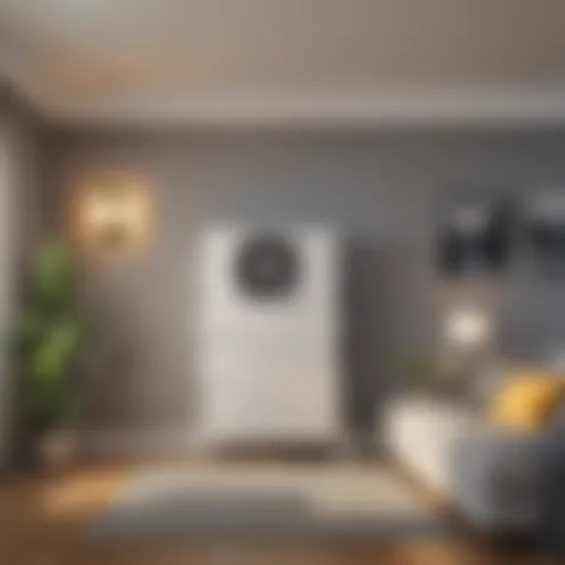 Modern air conditioning unit installed in an upper story room