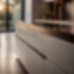 Elegant cabinet drawer handles in modern kitchen