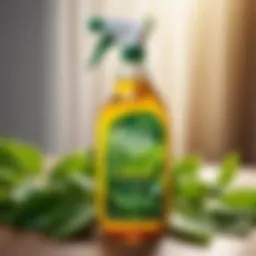 Organic insecticide bottle with green leaves