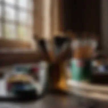 Essential Tools for Precision Painting Close-up of paintbrushes and cans of paint