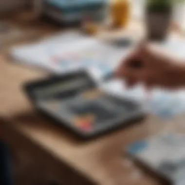 Cost Estimation and Budget Planning Painter's hand holding a calculator for cost estimation