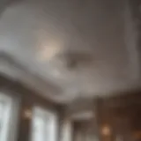 Detailed view of water stains on a ceiling