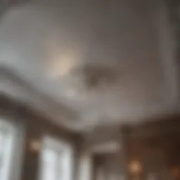 Detailed view of water stains on a ceiling
